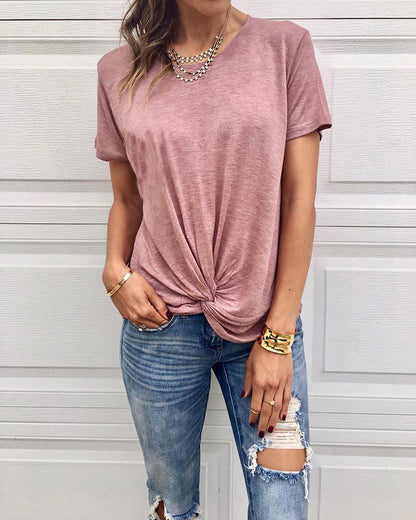 Irregular crossover blouse T-shirt