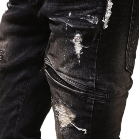 Men Vintage Distressed Denim Jeans Trousers Pants