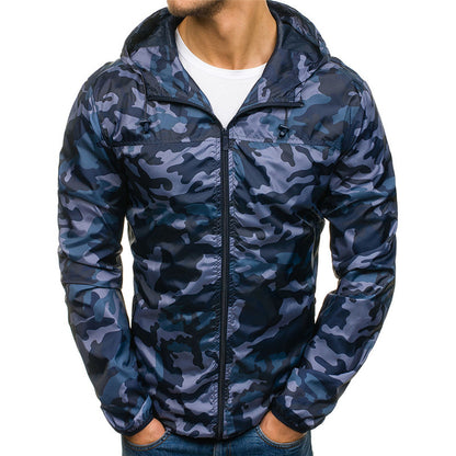 Hooded long sleeve camouflage jacket