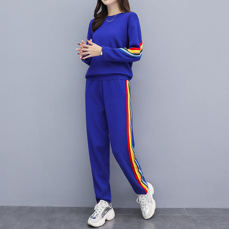 Long Sleeve Ice Silk Knitted Sportswear, Two Piece Sportswear