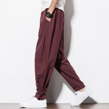 2022/2023 autumn harem pants men 100 pure Linen pants linen hemp Linen pants Hip hop loose Vintage long pants casual joggers