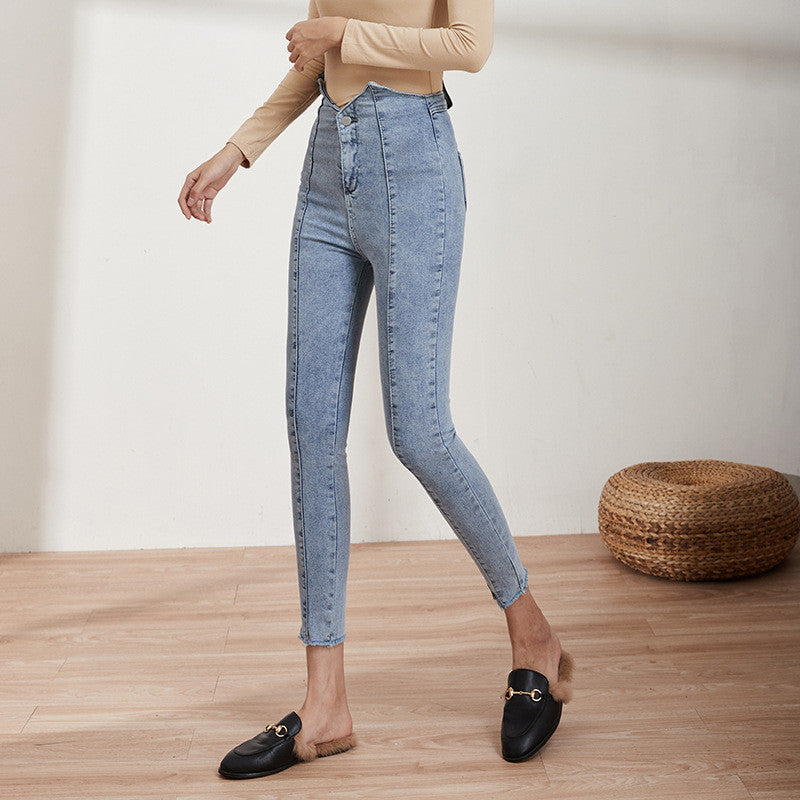 Korean Style High Waist Stretch Slim Jeans Women