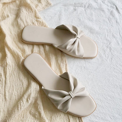 Bowknot flat sandals and slippers women