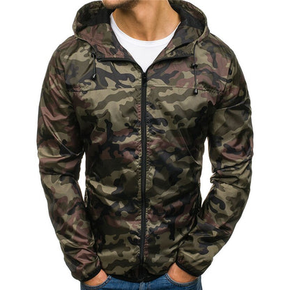 Hooded long sleeve camouflage jacket