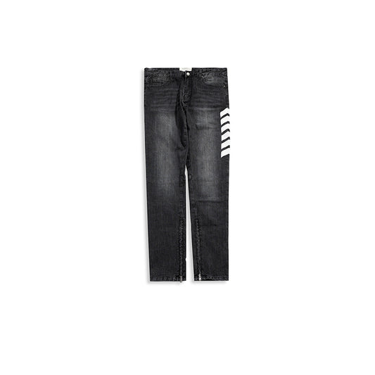 Zipper cuffs long men and women same style jeans