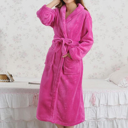 Coral Fleece Pajamas Pajamas Women Thickened Flannel Long-sleeved Men's Bathrobes Home Clothes