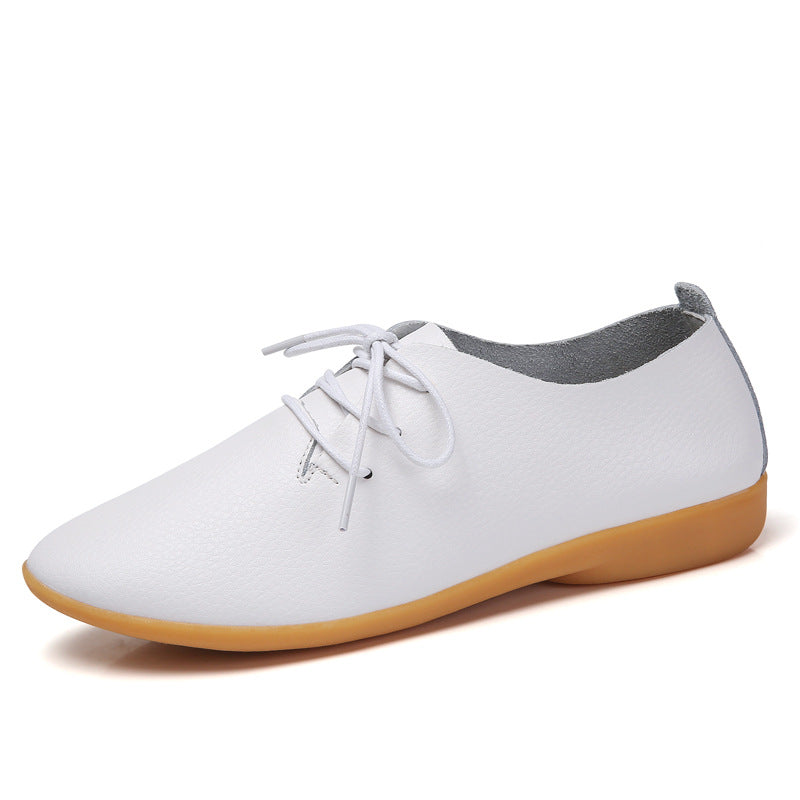 Little white shoes women flat British style