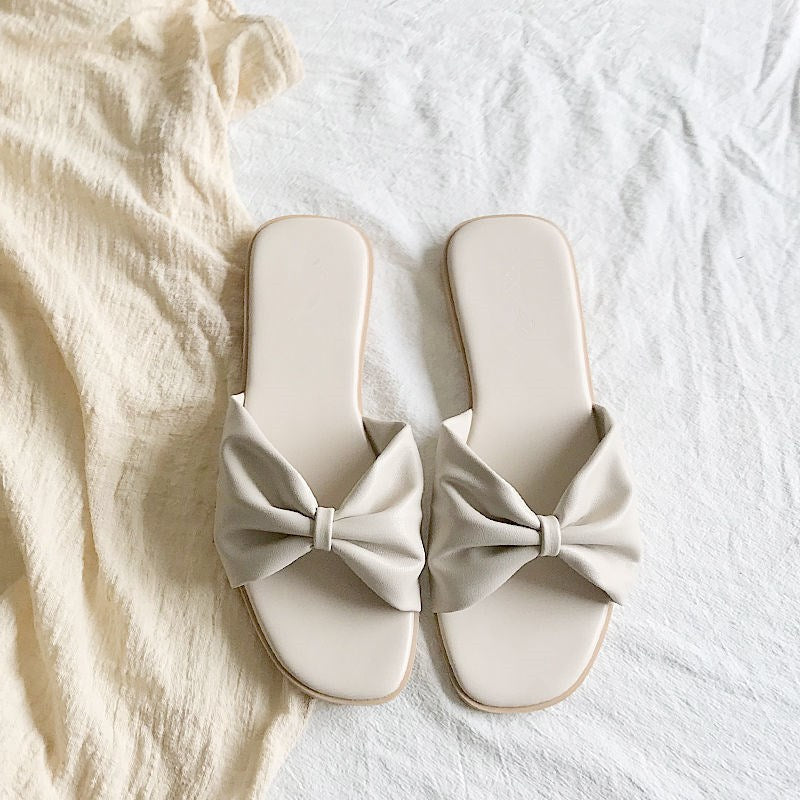 Bowknot flat sandals and slippers women