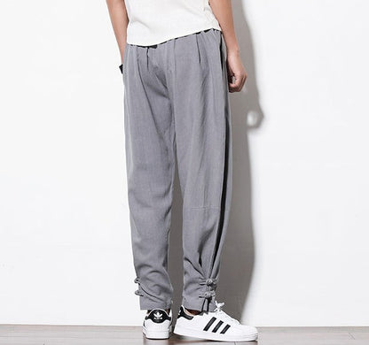 2022/2023 autumn harem pants men 100 pure Linen pants linen hemp Linen pants Hip hop loose Vintage long pants casual joggers