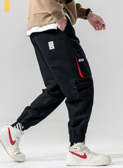 Elastic Waist Punk Pants Cargo Jogger Pants