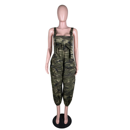 Camouflage Casual Work Clothes Loose Sling Jumpsuit