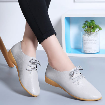 Little white shoes women flat British style