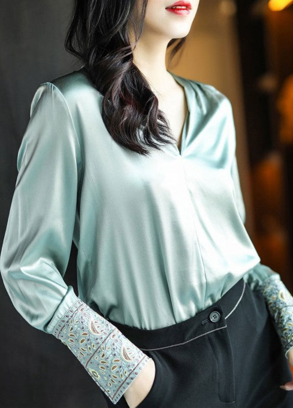 Satin Heavy Silk Shirt Women Long-sleeved Silk Blouse Women Autumn Fashion Western Style Shirt