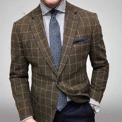 European and American New Style Plaid Casual Suit Men