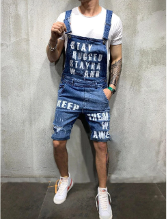 Men's braces ripped jeans jumpsuit men pants