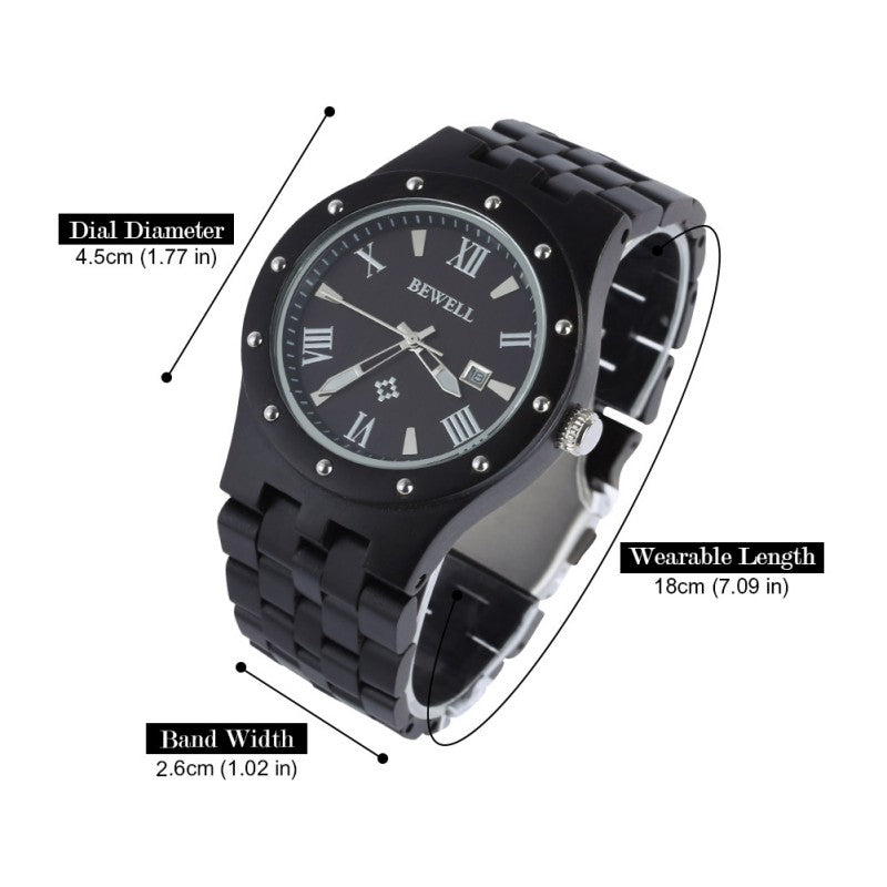 Wood Watches Men Luminous Hands Fashion Casual Auto Date Wristwatch With Wooden Male Watches