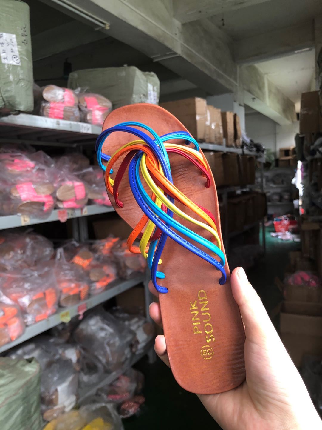 Rainbow sandals for women slippery