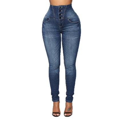 European And American Women's High Waist  Slim Jeans Women