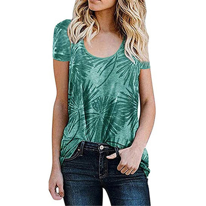 New Women Blouse Floral Print Loose Short-Sleeved T-Shirt