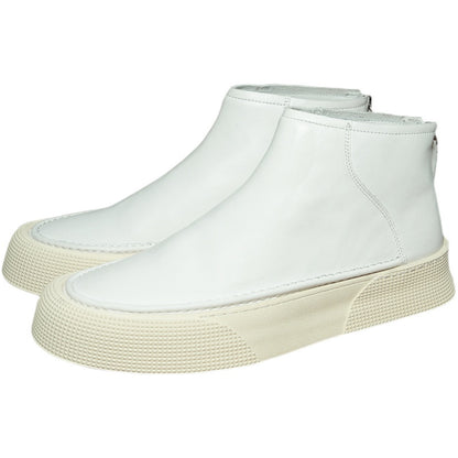 Men Leather High Top Sneakers Simple Zipper