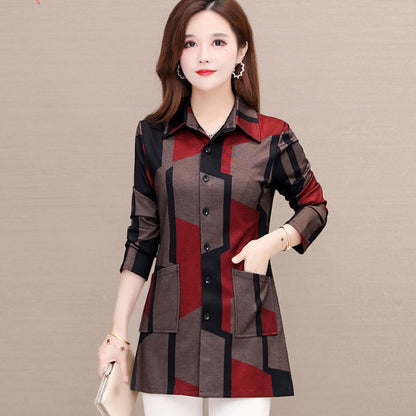 Women's Long-Sleeved Shirt Slim Slimming Blouse Women