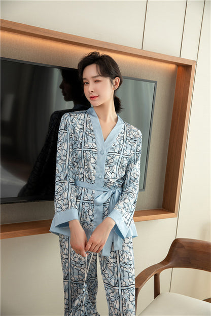 Pajamas Women Summer Ice Silk Sweet Imitation Silk