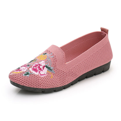 Cloth Shoes Women Embroidered Shoes Flying Woven Breathable Mesh Shoes