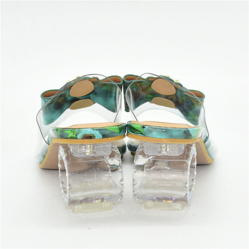 New Fashion Transparent Sandals High Heels Slippers