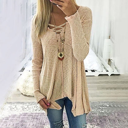 V-neck irregular blouse for women