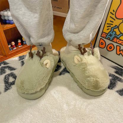 Two-wear One-word Slippers Men And Women Cotton Slippers