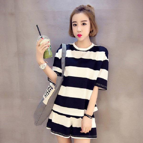 Women Pajamas Set Thin Short Sleeve Cute Sleepwear Homewear