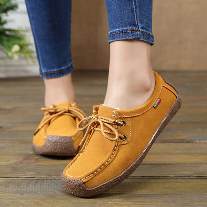 Lace-up Flat Shoes Sneakers Women Frosted Shoes