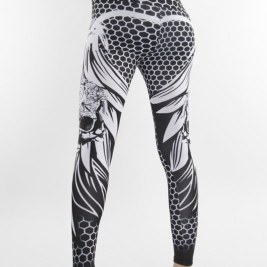 Honeycomb Skull Fitness Legging Solid Color Sexy Fashion Print Leggings Polyester Wings High Waist Women Legging