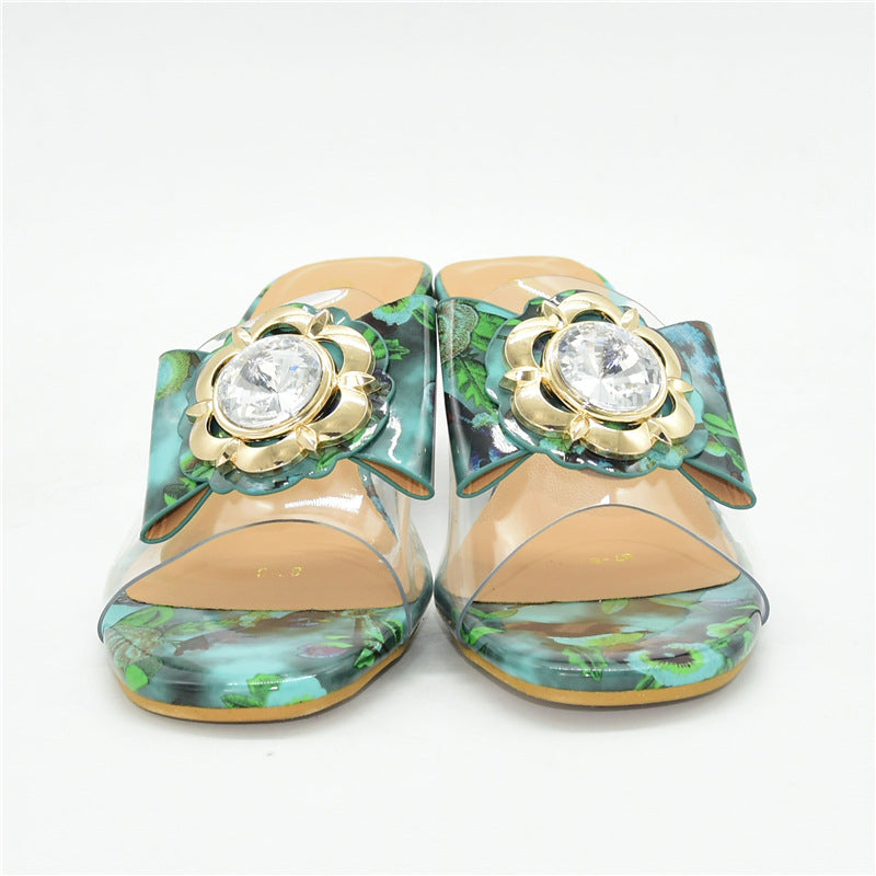 New Fashion Transparent Sandals High Heels Slippers