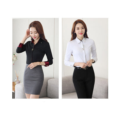 Large Size Professional Wear Shirt Women Long-sleeved Blouse