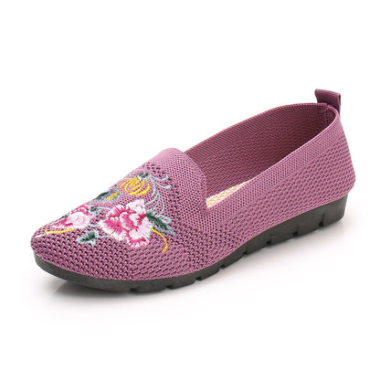 Cloth Shoes Women Embroidered Shoes Flying Woven Breathable Mesh Shoes