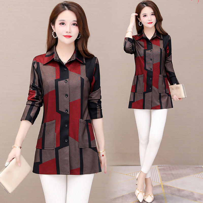 Women's Long-Sleeved Shirt Slim Slimming Blouse Women