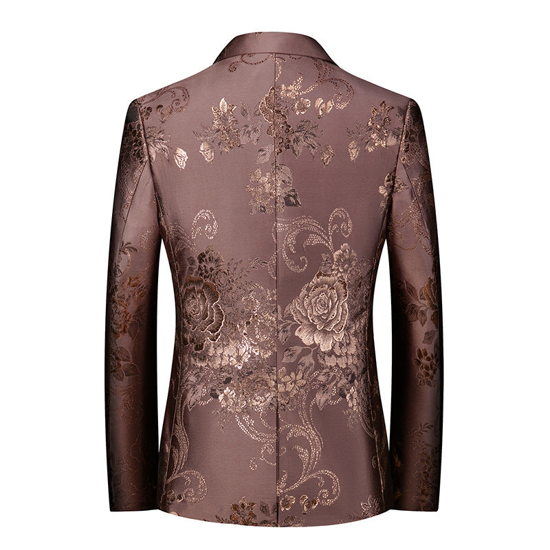 Men's Floral Suit Casual Small Suit Gilding Printed Coat Men