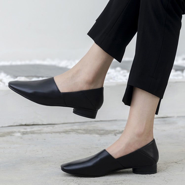 Women''s Shoes Flat Sole Square Head Deep Mouth Single Shoes