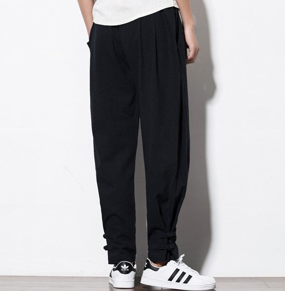 2022/2023 autumn harem pants men 100 pure Linen pants linen hemp Linen pants Hip hop loose Vintage long pants casual joggers