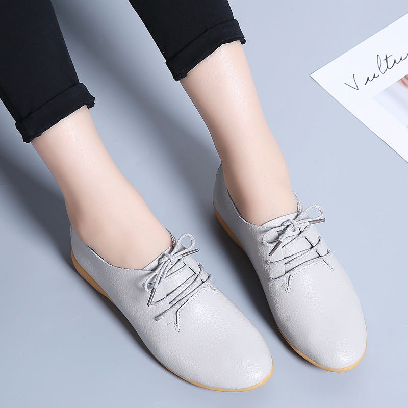 Little white shoes women flat British style