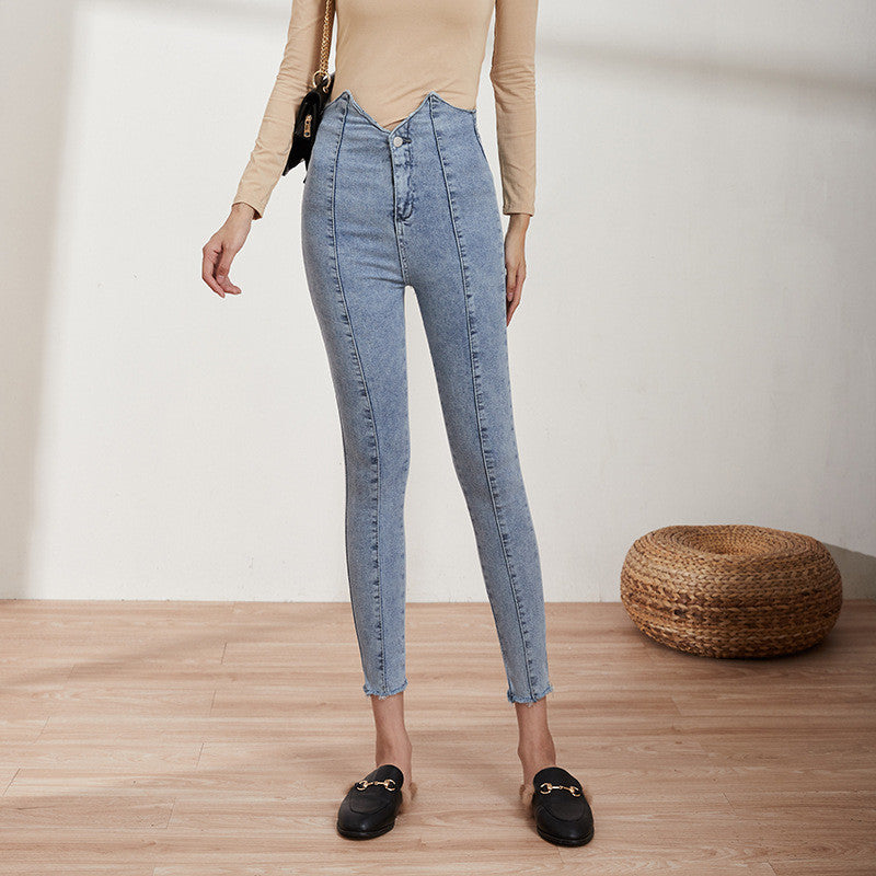 Korean Style High Waist Stretch Slim Jeans Women