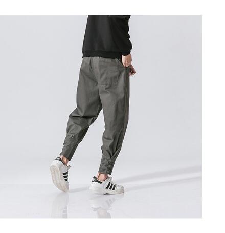 Cotton Linen Harem Pants Men Jogger Pants Male Fashion Autumn Casual Trousers Chinese Button Cross Pants Trousers