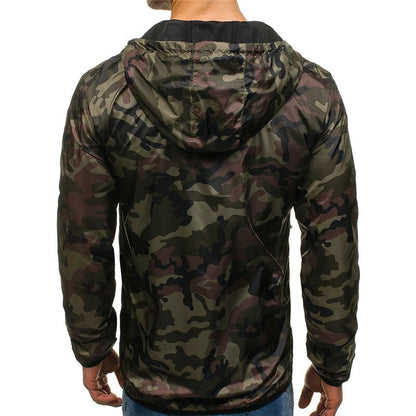 Hooded long sleeve camouflage jacket