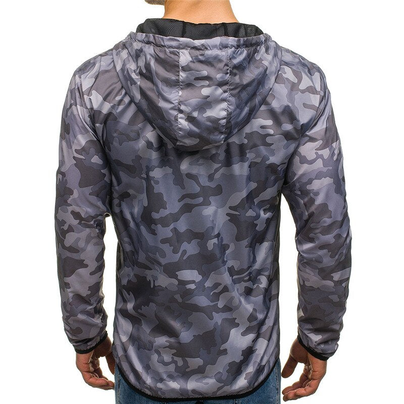 Hooded long sleeve camouflage jacket