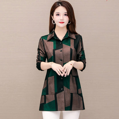 Women's Long-Sleeved Shirt Slim Slimming Blouse Women