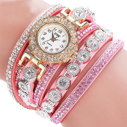 Relogio masculino Women Quartz Women PU Leather Rhinestone Watch Bracelet Watches