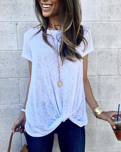 Irregular crossover blouse T-shirt