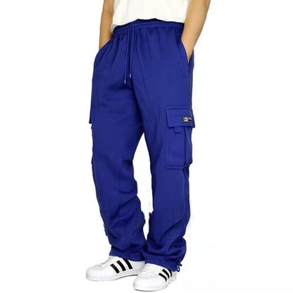 Men Pants Sweatpants Stretch Elastic Waist Jogger Sports Pants Drawstring Trousers