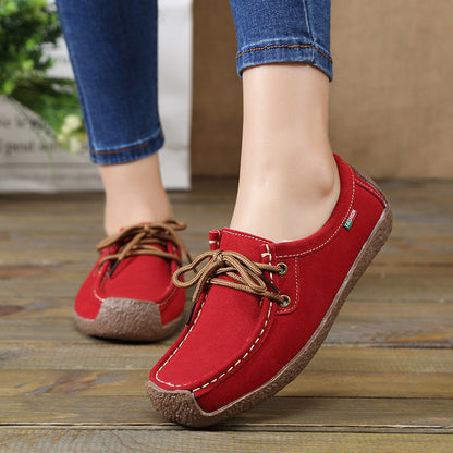 Lace-up Flat Shoes Sneakers Women Frosted Shoes